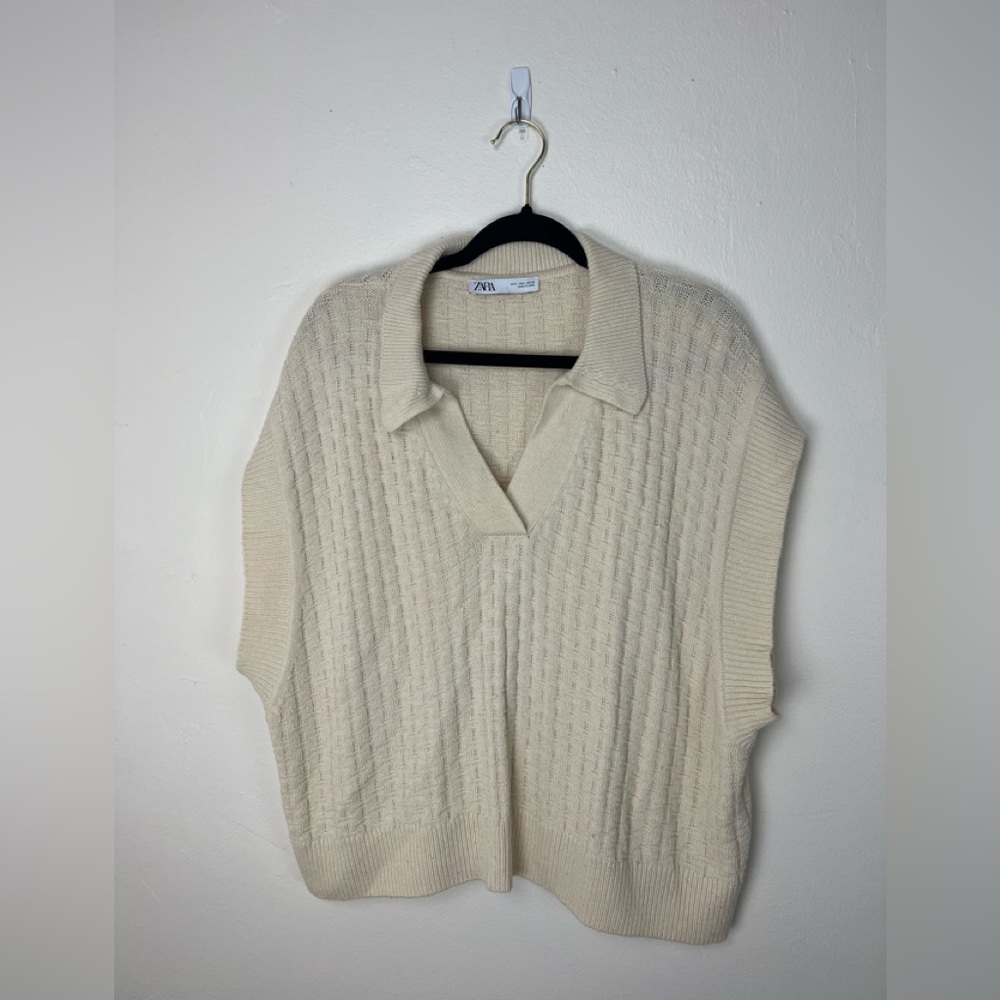 Zara Women's Cream Polo-shirts Large - pls read below